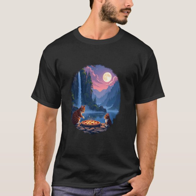 Camiseta Amante de gatos pizza (Anverso)