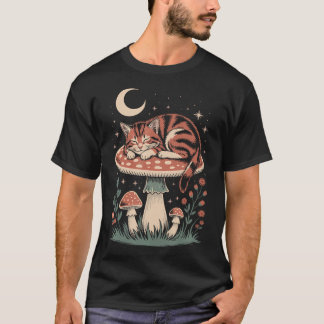 Camiseta Amante de gatos retro hongos setas naturaleza vint