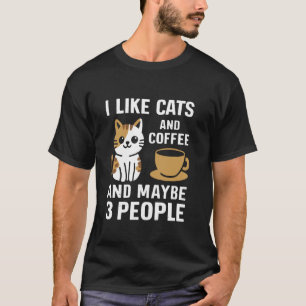 Camiseta Amante de Gatos y Café Bonito Me Gustan los Gatos