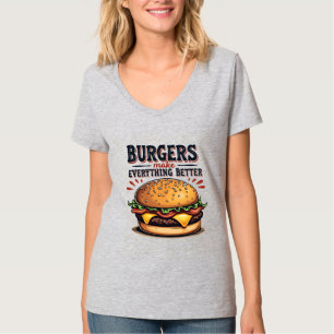 Camiseta Amante de Hamburguesas Retro Tipografía Vintage Ar