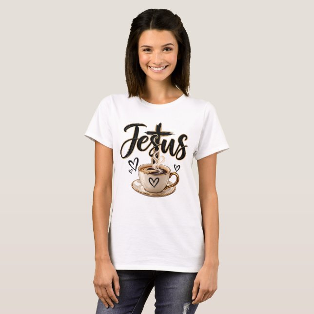 Camiseta Amante de Jesús y café (Anverso completo)
