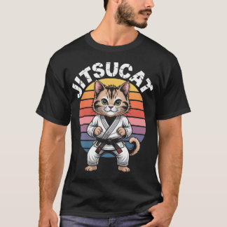 Camiseta Amante de Jiu Jitsu Gato Divertido Artes Marciales