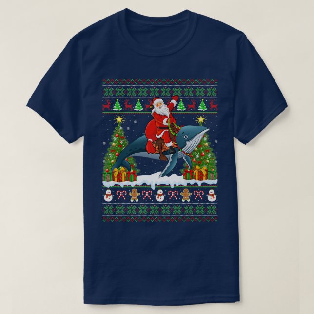 Camiseta Amante de la ballena azul zarpado de Santa Riding (Diseño del anverso)