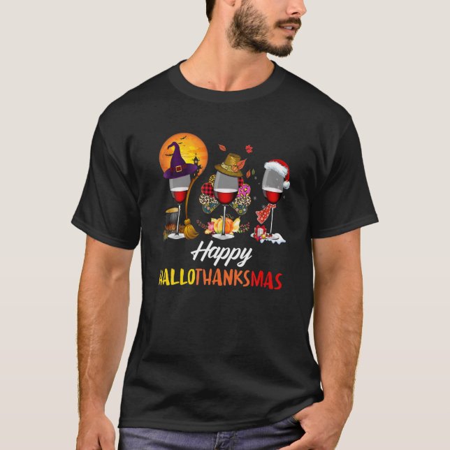 Camiseta Amante de la bebida divertida de vino Feliz Hallot (Anverso)