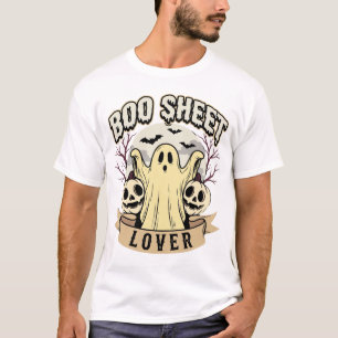 Camiseta Amante de la hoja de Boo de Halloween Luna fantasm