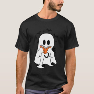 Camiseta Amante de la lectura de libros fantasma lindo gato