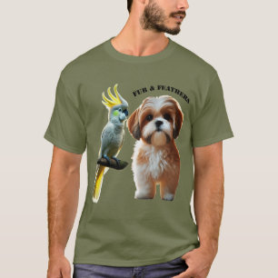 Camiseta Amante de la mascota Shih Tzu Perro y Pájaro Cocka