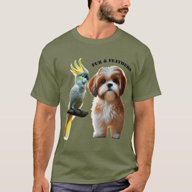 Camiseta Amante de la mascota Shih Tzu Perro y Pájaro Cocka (Anverso)