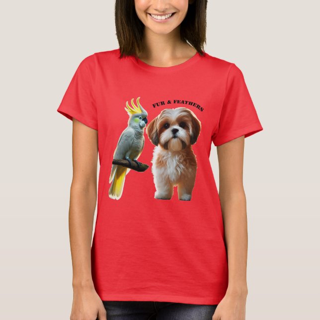 Camiseta Amante de la mascota Shih Tzu Perro y Pájaro Cocka (Anverso)