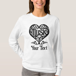 Camiseta Amante de la Música Corazón Desplazado Elegante Pe