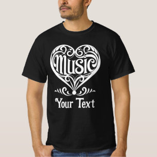 Camiseta Amante de la Música Corazón Personalizado Elegante