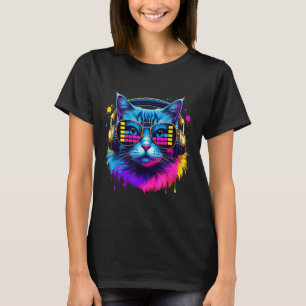 Camiseta Amante De La Música De Gato De Rainbow Dj Para El