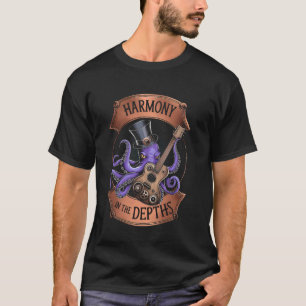 Camiseta Amante de la música de guitarra de pulpo steampunk