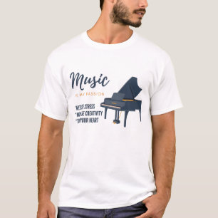 Camiseta Amante de la música de piano, musical, instrumento