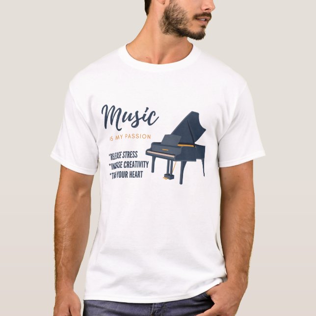 Camiseta Amante de la música de piano, musical, instrumento (Anverso)