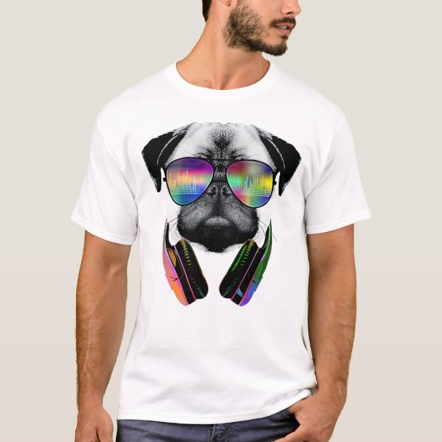 Camiseta Amante de la música pug v2 (Anverso)