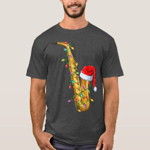 Camiseta Amante de la música saxofónica Navidad Santa Hat S