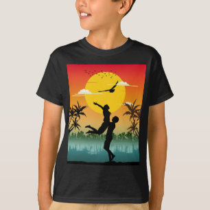 Camiseta Amante de la silueta del atardecer Regalo romántic