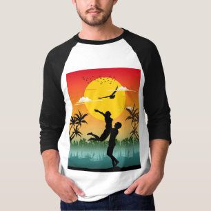 Camiseta Amante de la silueta del atardecer Regalo romántic