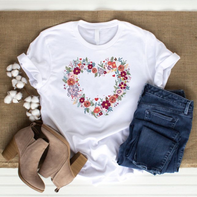 Camiseta Amante de las flores silvestres del corazón retro (Retro Heart Wildflowers Lover)