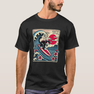 Camiseta Amante de las Mascotas Flor Puesta de Sol Ola Japo