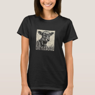 Camiseta Amante de las Vacas, Ternero Bebé, Negro Boho Cott