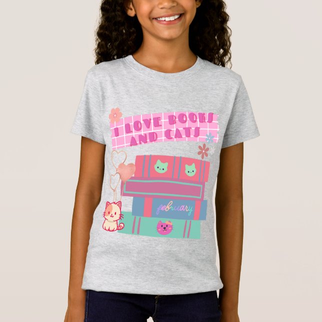 Camiseta Amante de Libros de Gatos - Regalos Acogedores par (Anverso)
