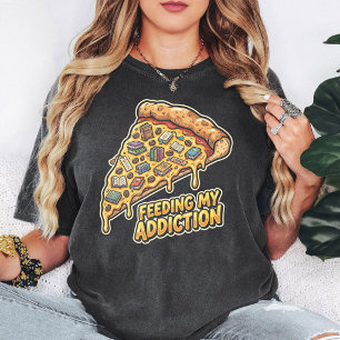 Camiseta Amante de Libros de Pizza Alimentando Mi Adicción