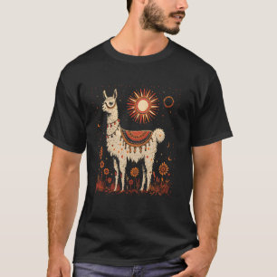 Camiseta Amante de Llama Divertida Boho Llama Sol Luna Estr