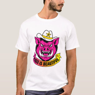 Camiseta Amante de los cerdos Sheriff Cerdo Arte de granja