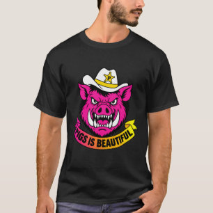 Camiseta Amante de los cerdos Sheriff Cerdo Arte de granja