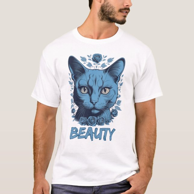 Camiseta amante de los gatos azules (Anverso)