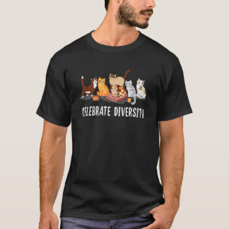 Camiseta Amante de los Gatos Divertido Celebra la Diversida