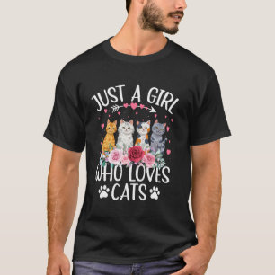 Camiseta Amante de los Gatos Flor Linda Solo Una Chica Que 