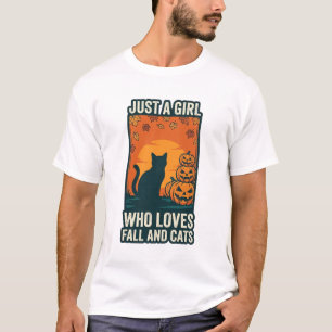 Camiseta Amante De Los Gatos Solo Una Chica Que Ama El Otoñ