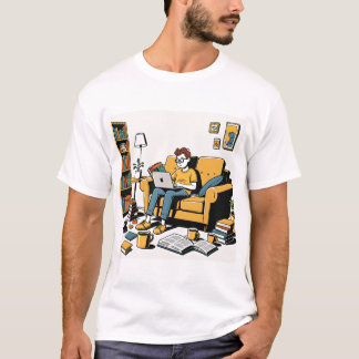 Camiseta Amante de los libros en el sofá