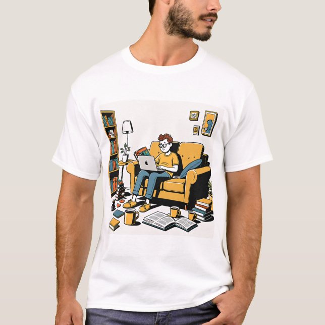 Camiseta Amante de los libros en el sofá (Anverso)