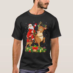 Camiseta Amante de los renos divertido Santa montando reno