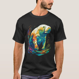 Camiseta Amante de Manatí Geométrico Polígono Dugón Oceanól