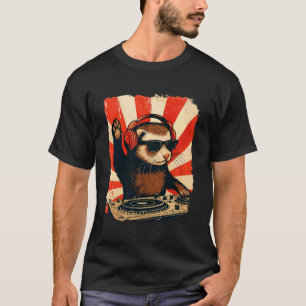 Camiseta Amante de mascotas retro música house DJ hurón