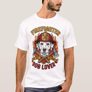 Camiseta Amante de Perro Bombero Dálmata Hacha de Casco de