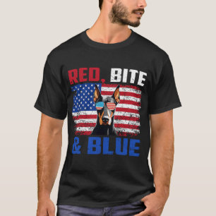 Camiseta Amante de perro Doberman Rojo Mordedura Y Negro Az