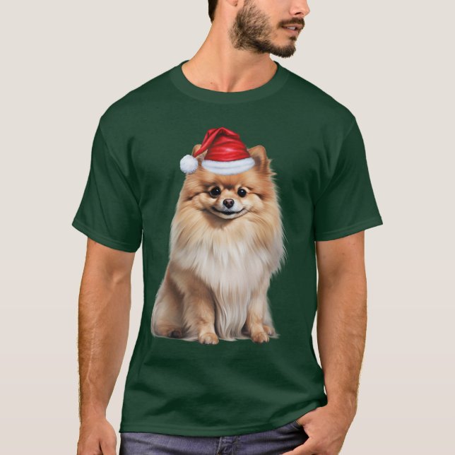Camiseta Amante de perro pomerania divertido Navidad (Anverso)