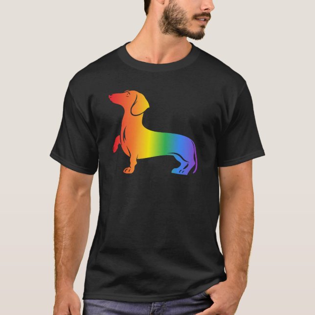 Camiseta Amante de perros Dachshund Arcoíris (Anverso)