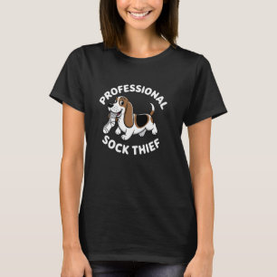 Camiseta Amante de Perros Humor Ladrón de Calcetines Basset
