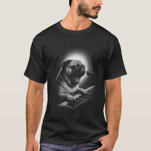 Camiseta Amante de perros jugador de piano de teclado Pug