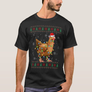 Camiseta Amante de Pollo Luces de Navidad Santa Feo Pollo C