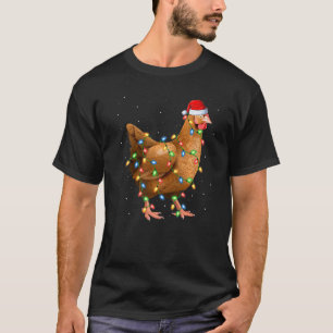 Camiseta Amante de Pollo Navideño Luces Santa Pollo Chris
