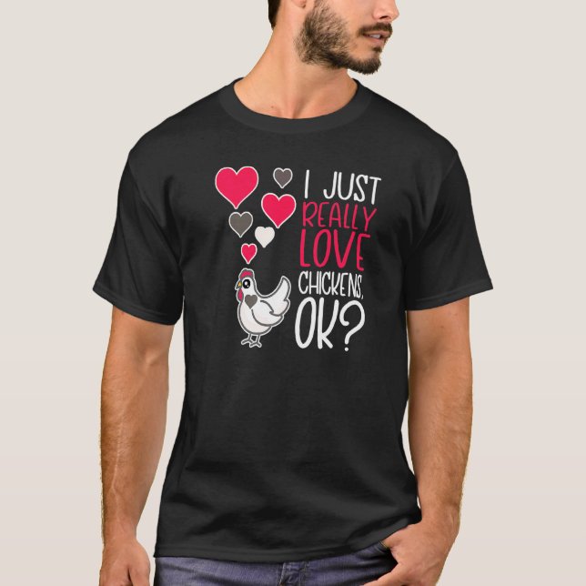 Camiseta Amante de pollos lindos, simplemente amo mucho a l (Anverso)