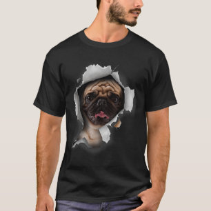 Camiseta Amante de Pug Breakout 3D Perro Divertido Amante d